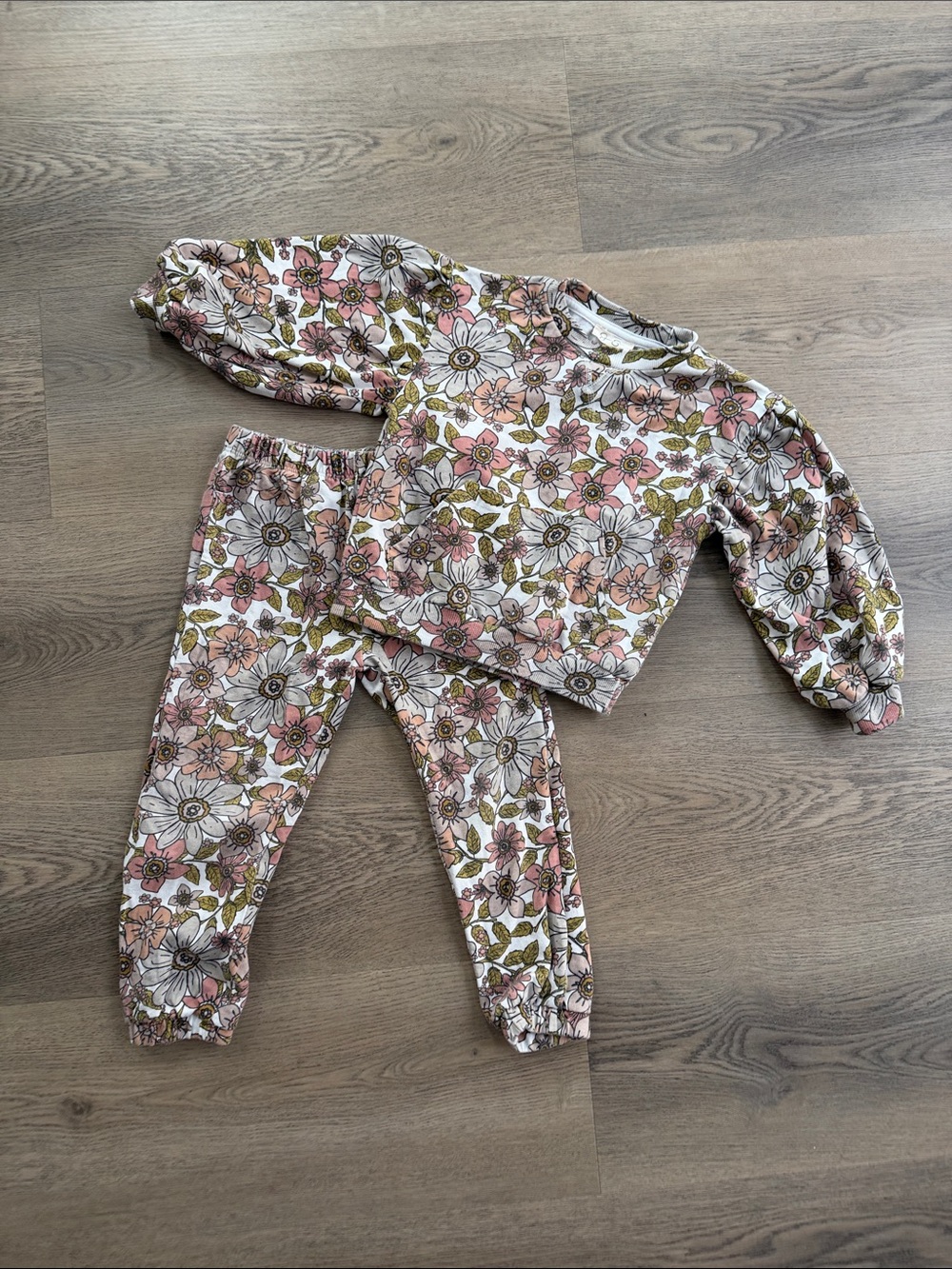 Jessica Simpson Girls Floral Jogger Sweatpants and sweatshirt - Pink & Olive